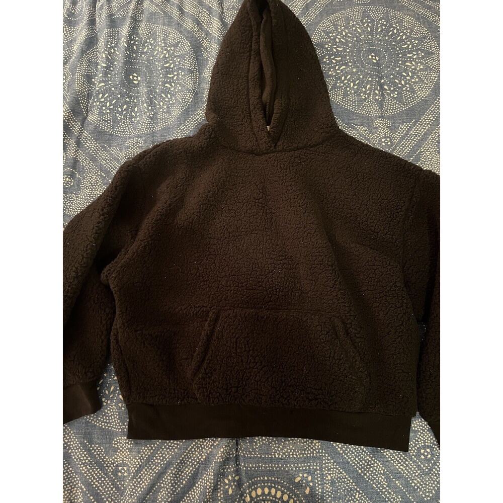Victoria's Secret Sherpa Pullover Hoodie M Black